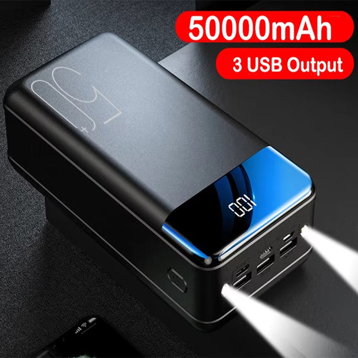 Luvikno | 50,000mAh Ultra-Høy Kapasitet Power Bank – Super Rask Lading for Telefoner, Nettbrett & Laptoper
