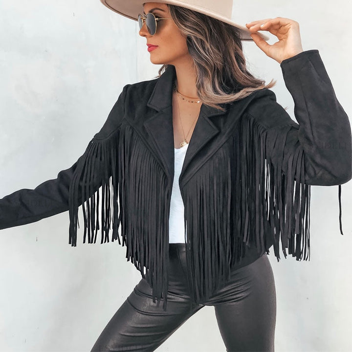 Luvik | Chic frynset coat med et western preg
