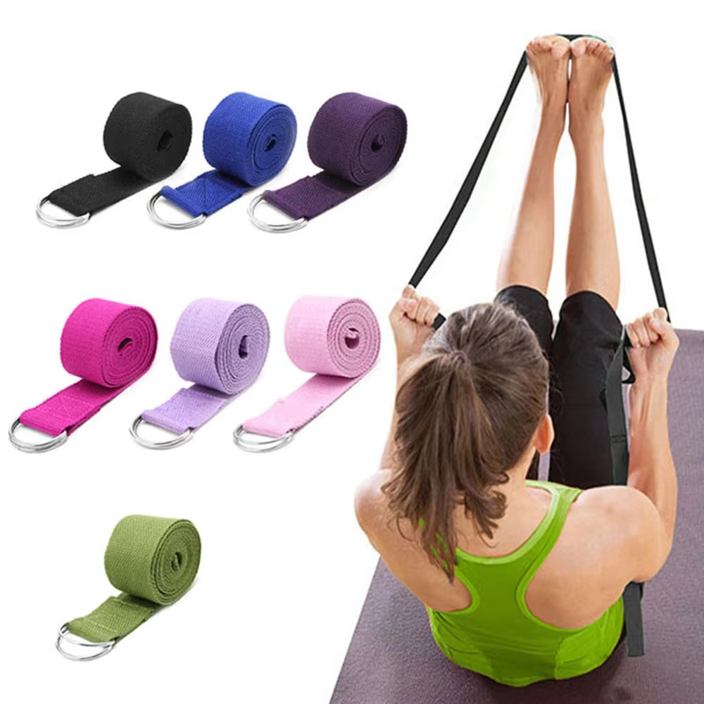 Premium bomull yoga stropp med justerbar D-ring spenne for stretching og pilates Luvikno