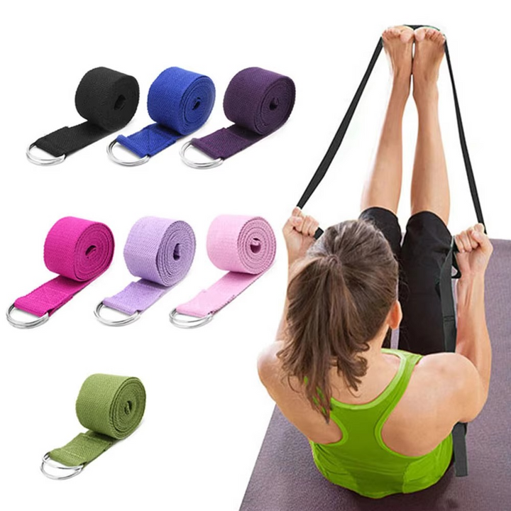 Premium bomull yoga stropp med justerbar D-ring spenne for stretching og pilates Luvikno