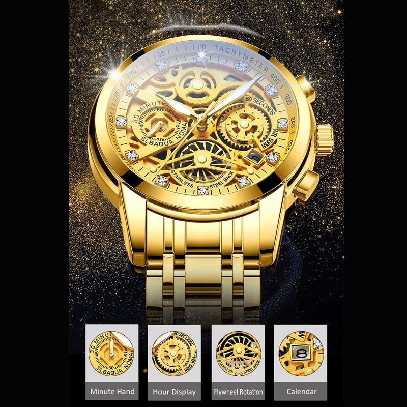 SkeletonWatch - Stilig Herreklokke med Svart Design Luvikno