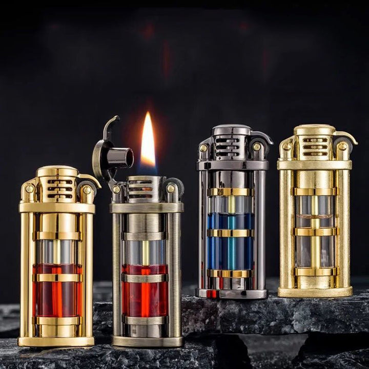 Transparent vindtett Metall Kerosene Flamme Fusjon Lighter | Luvikno
