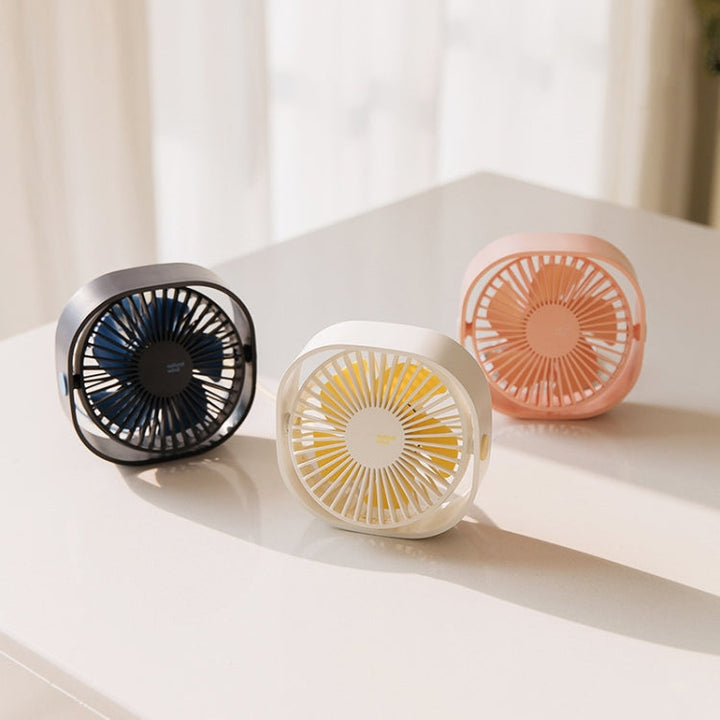360 Grad Rotasjon Vind 3 Hastigheter Mini USB Skrivebordsvifte (Rosa) | Luvikno