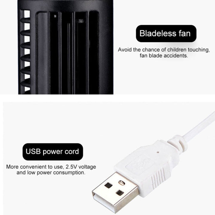 Tower Type USB Elektrisk Vifte Bladless Klimaanlegg Vifte (Svart) | Luvikno