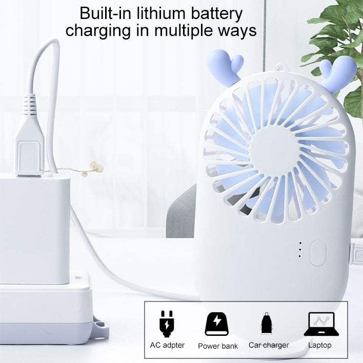 Bærbar Mini USB Lade Lommevifte med 3 Hastighetskontroll (Hvit) | Luvikno