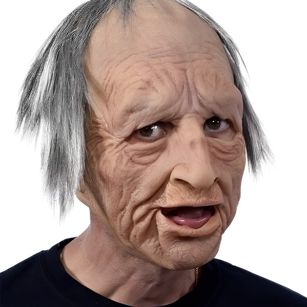 Realistisk Gammel Mann Maske – Halloween og Cosplay Lateks Maske med Bevegelig Mun | Luvikno