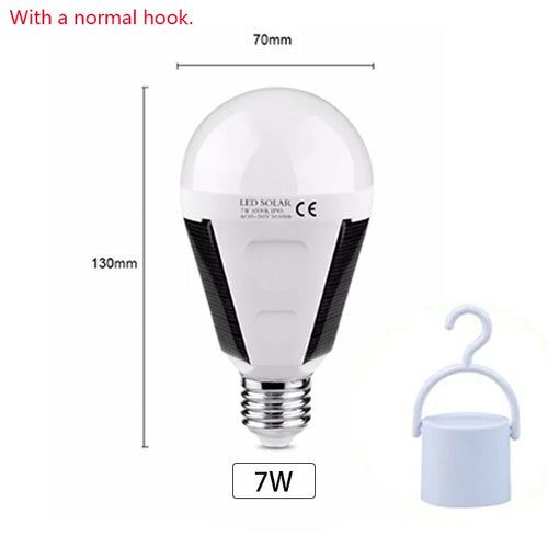 Luvikno | Solonight Solcelle LED-pære med E27 sokkel | 7W/12W | Oppladbar & Vanntett | For Camping, Hage & Nødbelysning