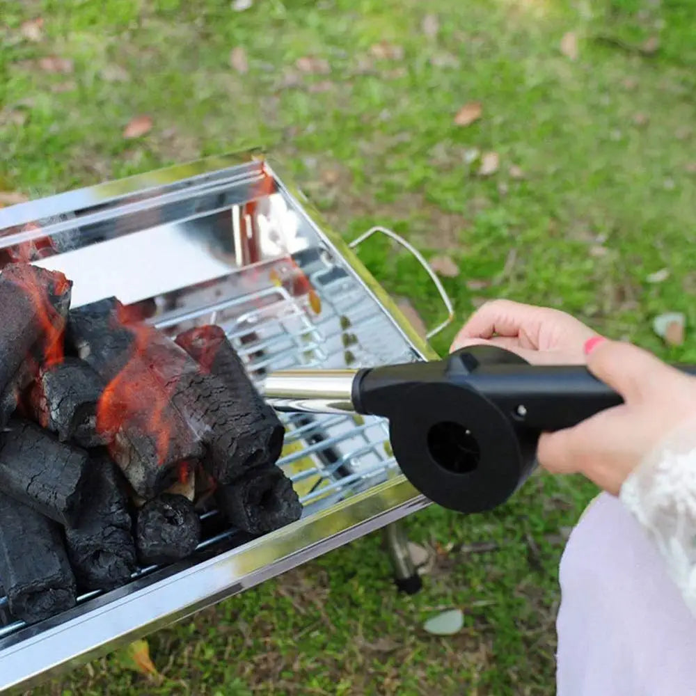Luvikno | GrillMeister Pro BBQ Håndvifte | Manuell & Sikker | Perfekt Kullkontroll | Rustfritt Stål