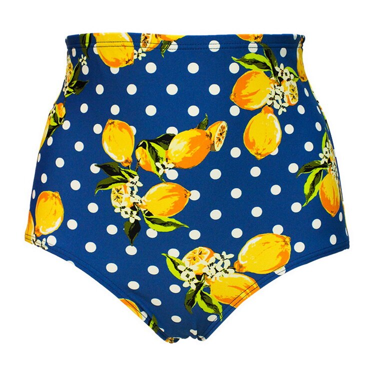 Luvik | Vintage Uimapuku - Korkea Vyötärö Sininen Sitruuna