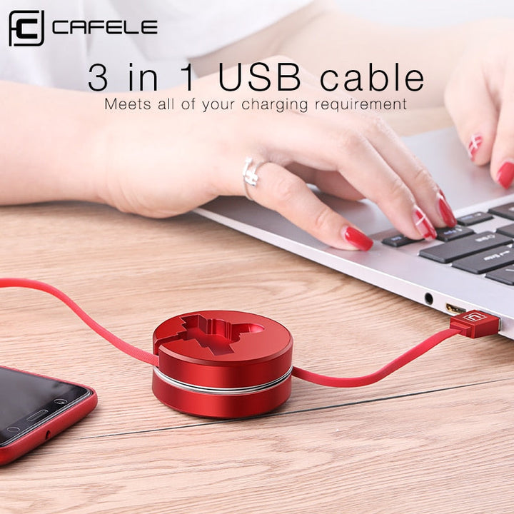 3 i 1 uttrekkbar ladekabel | Luvikno