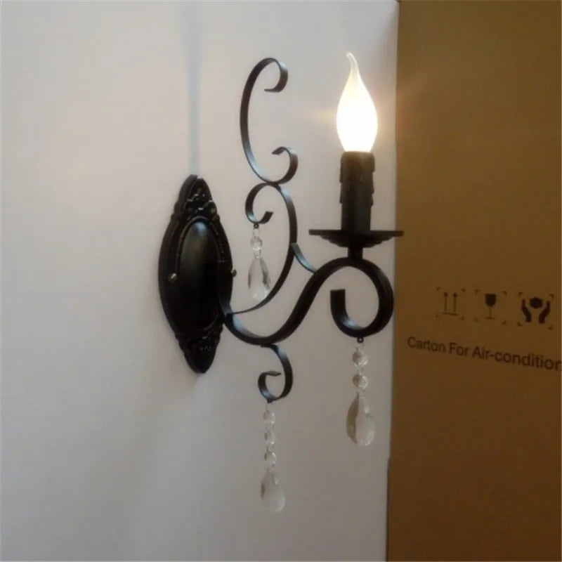 CrystalGlow Vegglampe - Vintage Black LED Belysning Luvikno