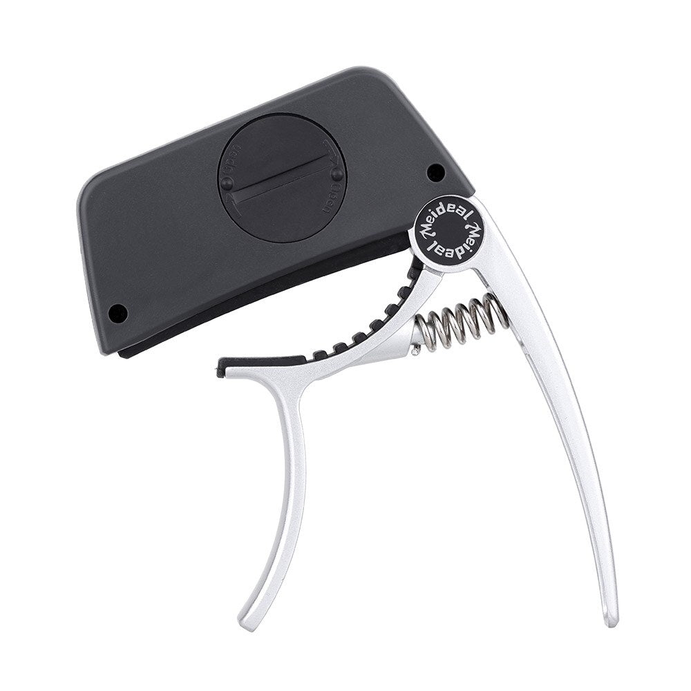 Capo & Tuner "TuneGrip" – 2-i-1 gitar tilbehør med LCD-skjerm | Luvikno