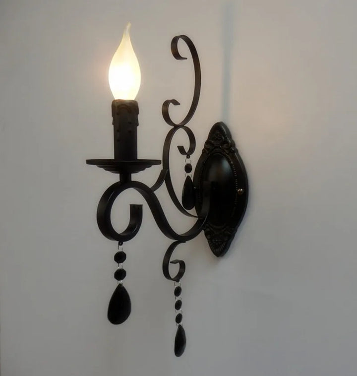 CrystalGlow Vegglampe - Vintage Black LED Belysning Luvikno