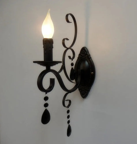 CrystalGlow Vegglampe - Vintage Black LED Belysning Luvikno