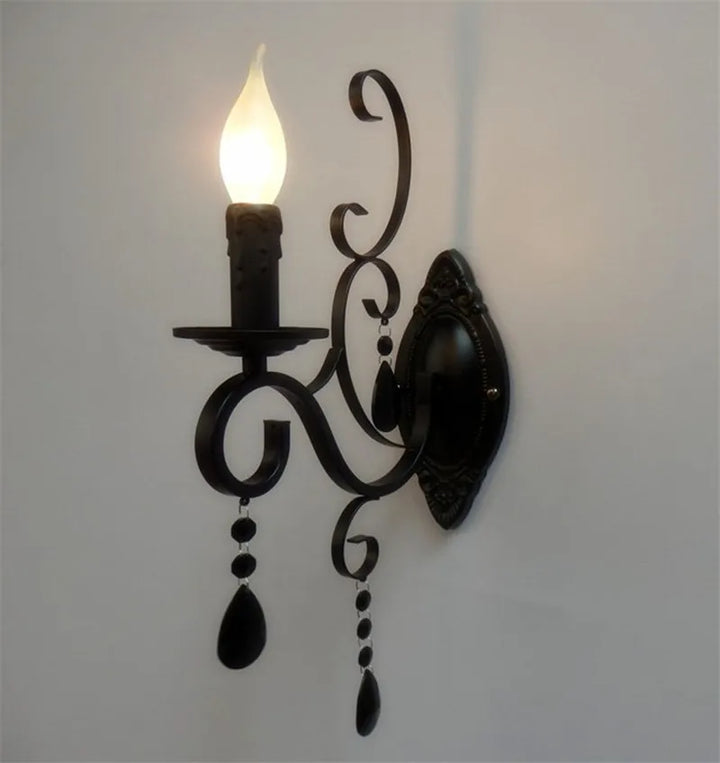 CrystalGlow Vegglampe - Vintage Black LED Belysning Luvikno
