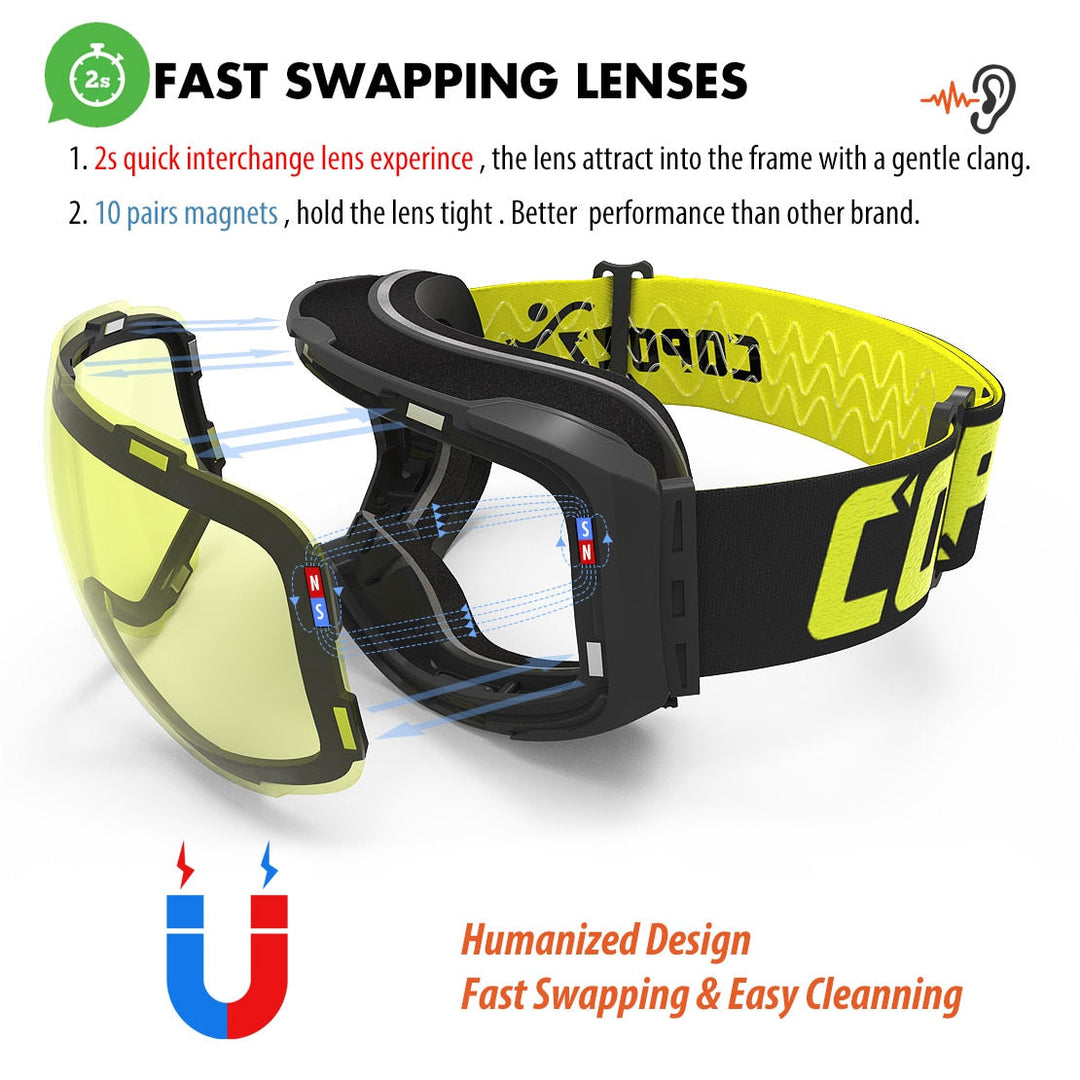 Magnetisk UV-beskyttelse anti-dugg ski goggles | Luvikno