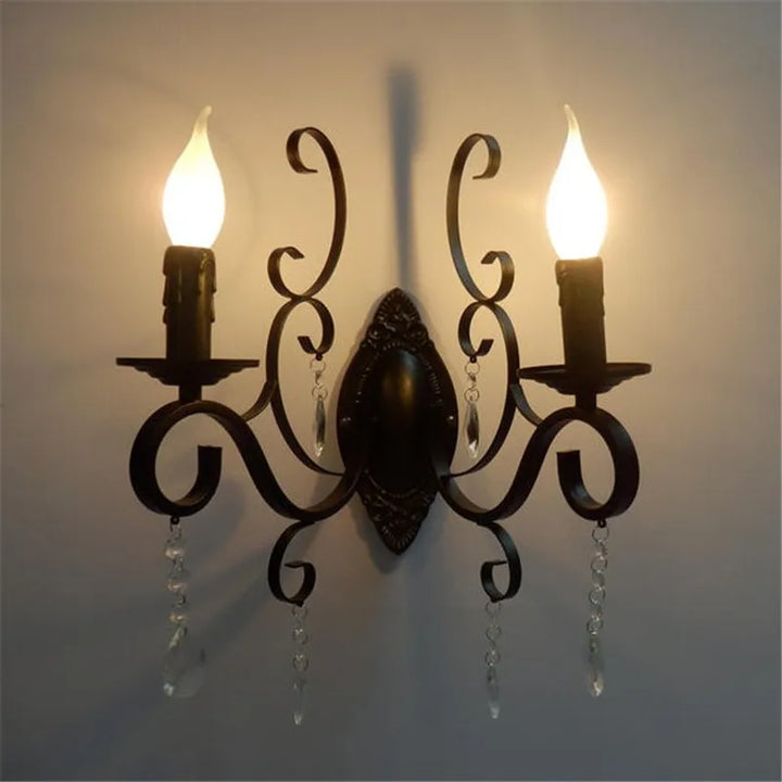 CrystalGlow Vegglampe - Vintage Black LED Belysning Luvikno