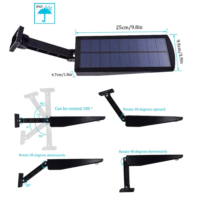 Luvikno | Lumenova SolarTech Sols LED Vegglampe 900lm | 48 LED-er | 4 Lyskilder | Bevegelsessensor & Svingarm | IP65 Værbestandig