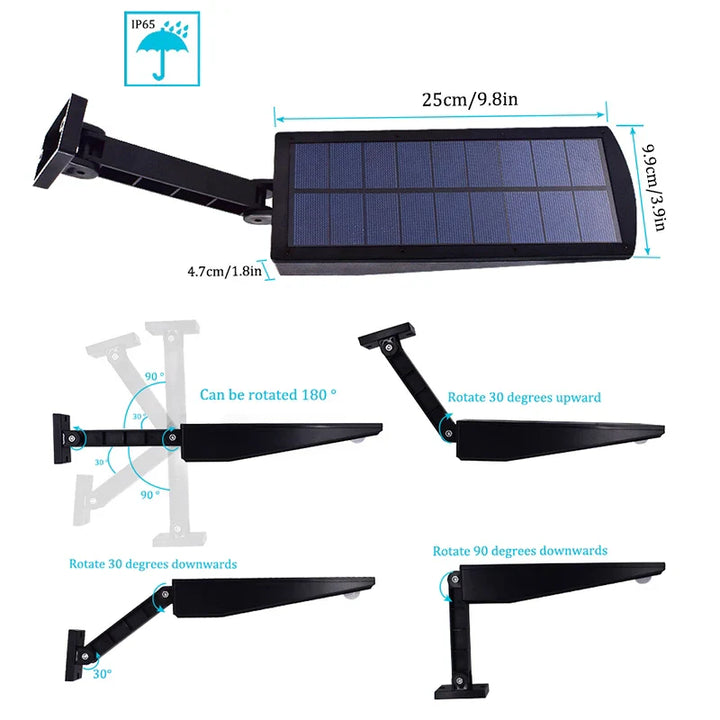 Luvikno | Lumenova SolarTech Sols LED Vegglampe 900lm | 48 LED-er | 4 Lyskilder | Bevegelsessensor & Svingarm | IP65 Værbestandig