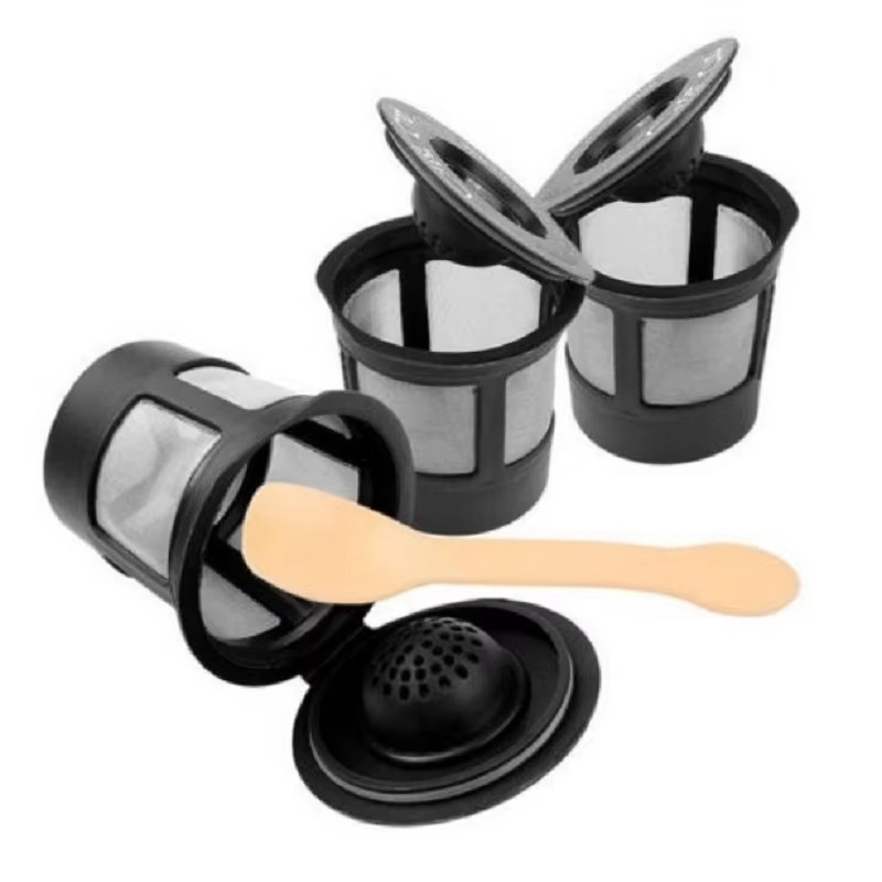 3-Pack Gjenbrukbare Rustfrie Stål Kaffe Filter Kapsler med Skje for 1.0 og 2.0 Bryggere Luvikno