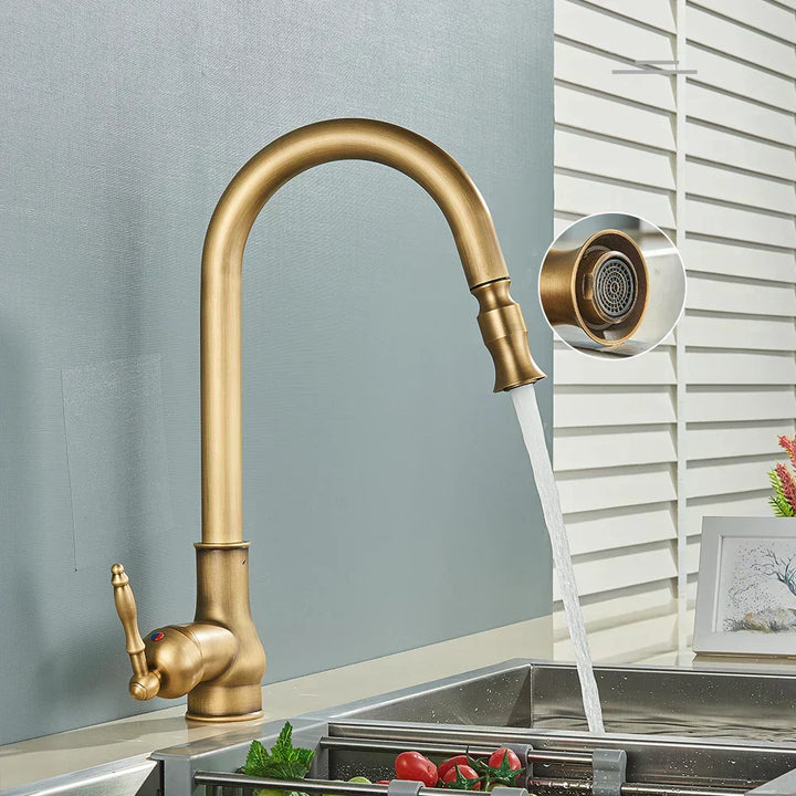 Luvikno | VintageTap Antikk Messing Kjøkkenkran – Retro Stil Blandebatteri med Svingtut