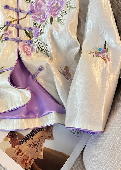 Luvik | Aprikoosilla brodeeratut silkkitakit