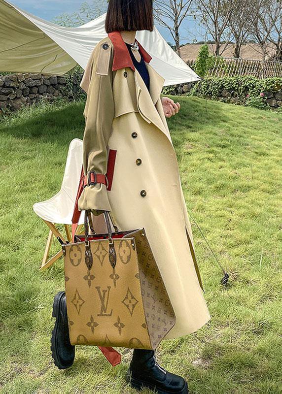 Luvik | Khaki Vesker Patchwork Knapper Bindende Belte Langermede Jakker Trenchcoats