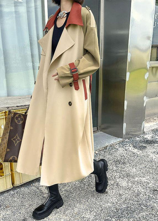 Luvik | Khaki Laukut Patchwork Nappi Solmittava Vyö Pitkähihaiset Takeet Trenchcoatit