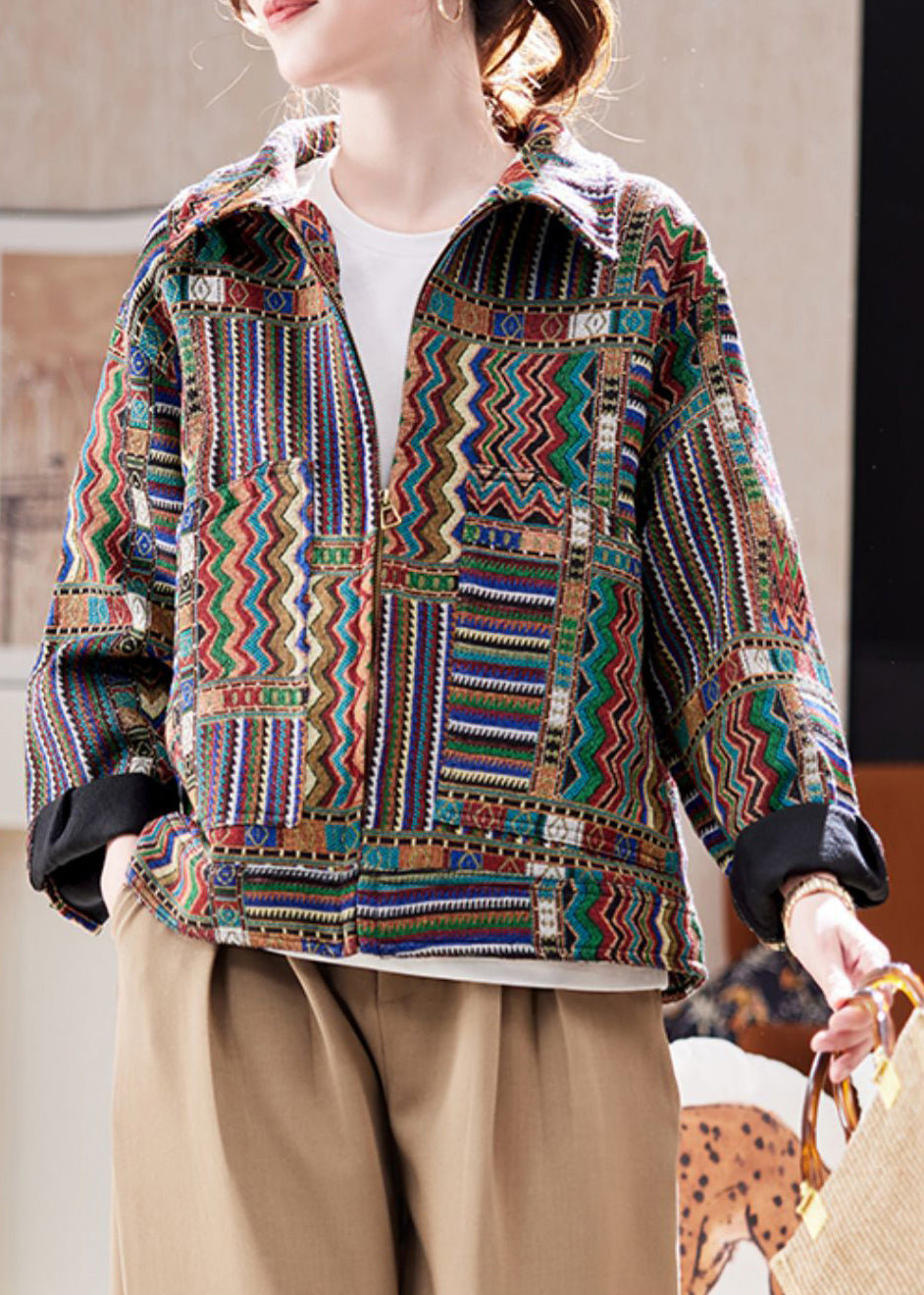 Luvik | Vetoketjulla varustettu Peter Pan -kauluksellinen takki