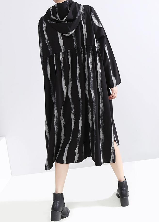 Luvik | pitkät ohutraidalliset mustat puuvillatakit premium-vetoketjulla