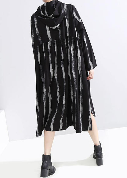 Luvik | pitkät ohutraidalliset mustat puuvillatakit premium-vetoketjulla