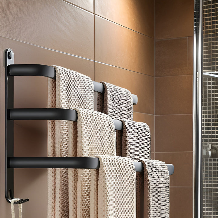 HangEase 3-lags veggmontert håndklehylle – Aluminium plassbesparende design | Luvikno