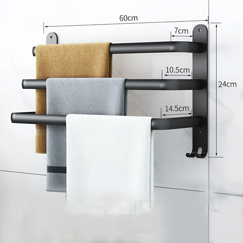 HangEase 3-lags veggmontert håndklehylle – Aluminium plassbesparende design | Luvikno