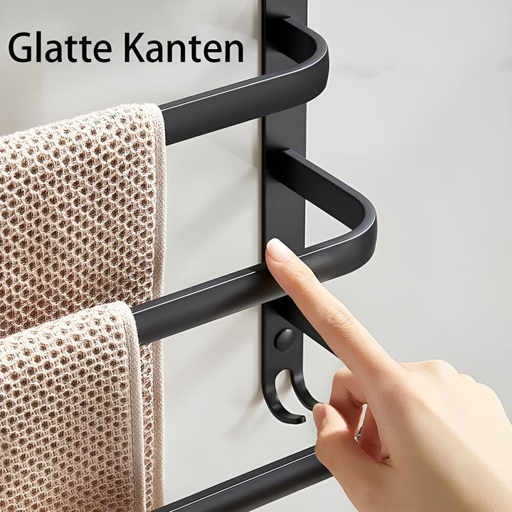 HangEase 3-lags veggmontert håndklehylle – Aluminium plassbesparende design | Luvikno