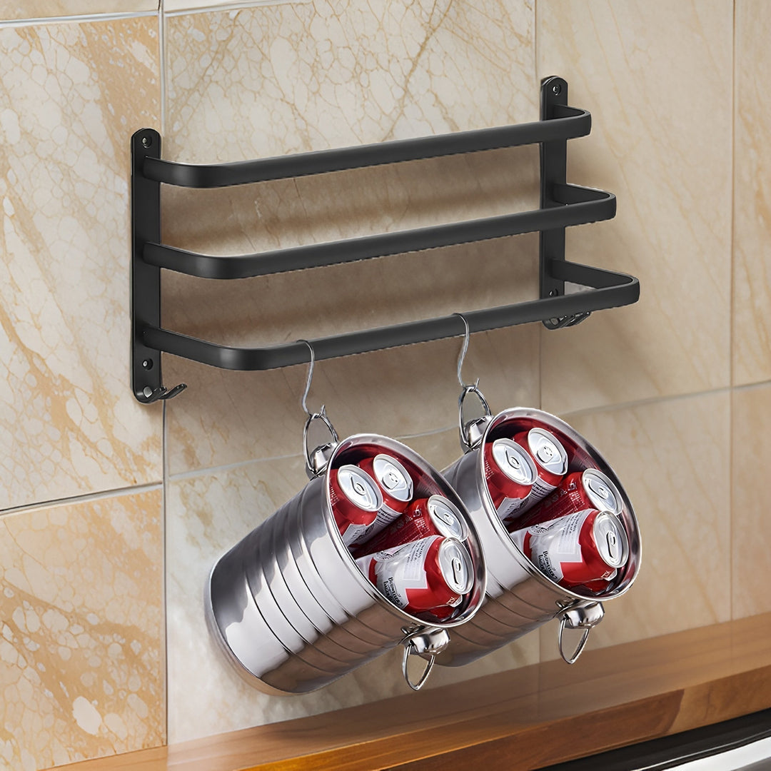HangEase 3-lags veggmontert håndklehylle – Aluminium plassbesparende design | Luvikno