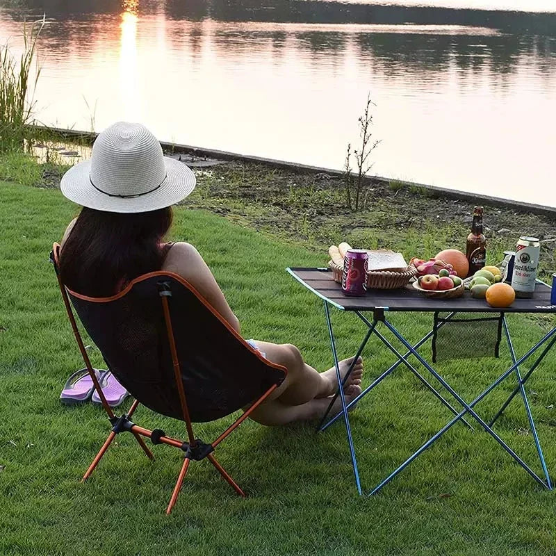 Luvikno | Campingstol & strandteppe sett Flexora | Ultralett & sammenleggbar | Inkluderer sandfri piknikmatte | For strand, fotturer & fiske