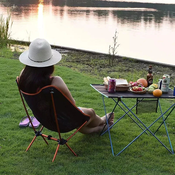 Luvikno | Campingstol & strandteppe sett Flexora | Ultralett & sammenleggbar | Inkluderer sandfri piknikmatte | For strand, fotturer & fiske