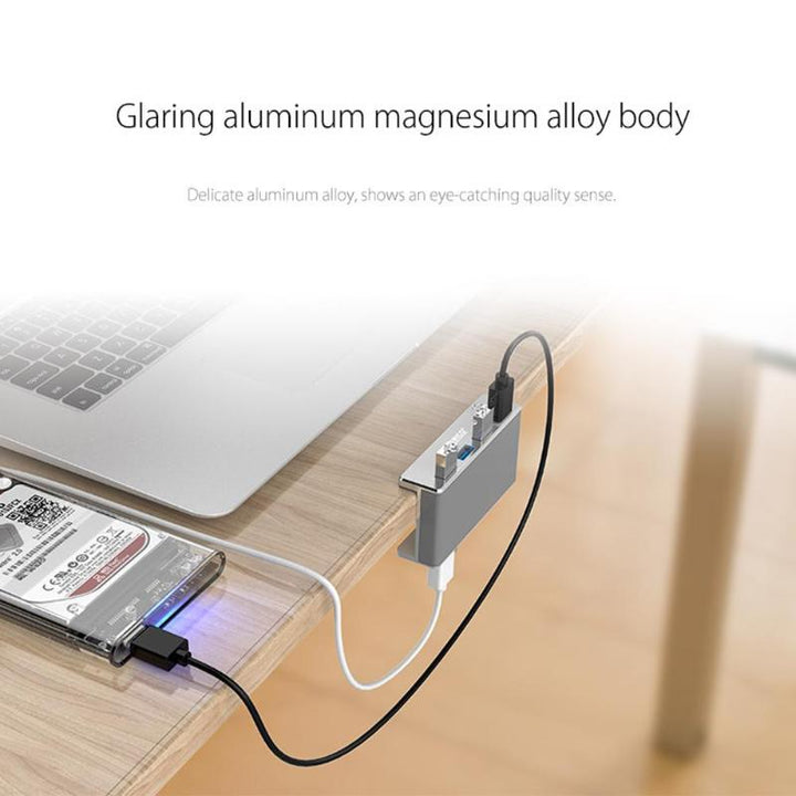 4 Port Klipp-Type USB 3.0 Aluminiums Hub | Luvikno