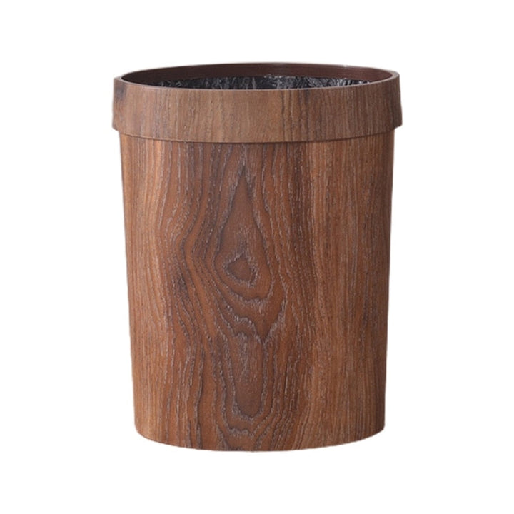 Elegant Retro Wood Grain Trash Can | Luvikno