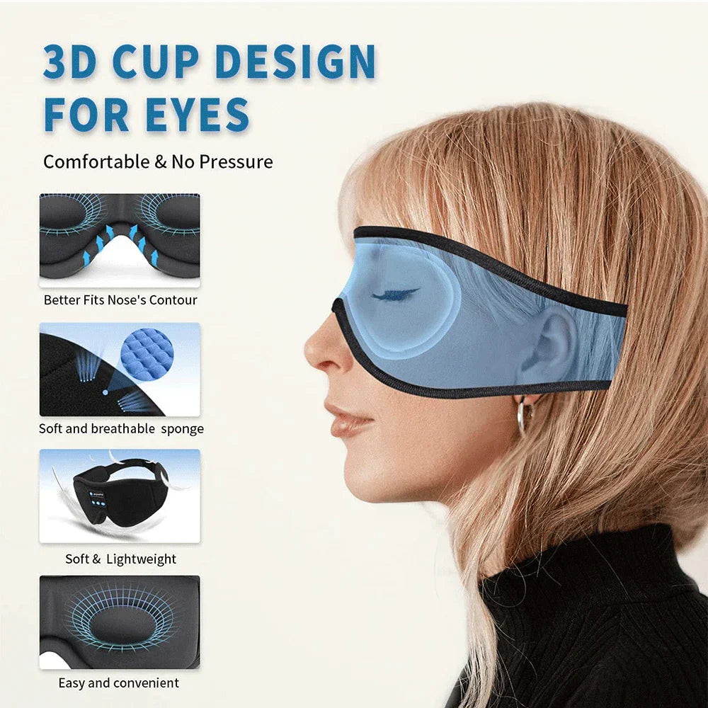 Luvikno | LuxeSlumber Bluetooth Søvnmaske | Nyt HD Lyd for Uavbrutt Hvile