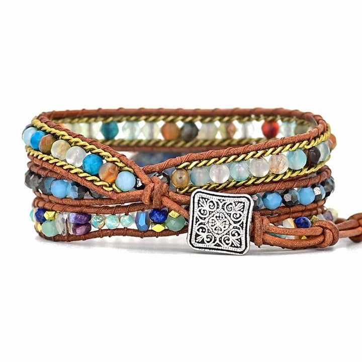 Elegant Turkis Hamsa Wrap Armbånd - Soraya i Blå Luvikno