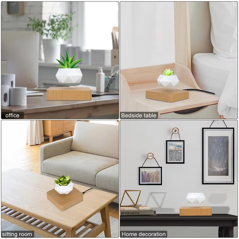 Magnetisk svevende Bonsai Plantekrukke, Flytende Blomsterkrukke for Hjem og Kontor Dekor Luvikno