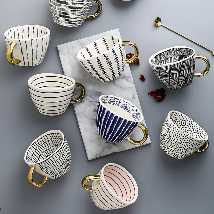 Keramikkopp med geometrisk design – Stilig og moderne | Ideell for kaffe eller te | Luvikno