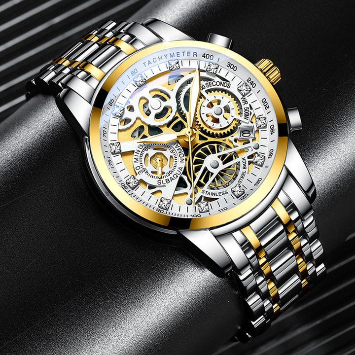 SkeletonWatch - Stilig Herreklokke med Svart Design Luvikno