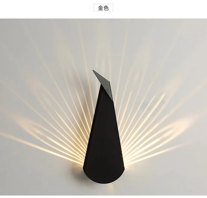 ElegantLuxe - Moderne LED Vegglampe Påfugl Fjær Skålift