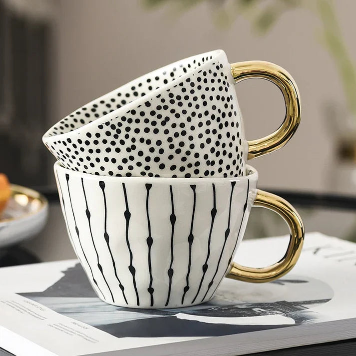 Keramikkopp med geometrisk design – Stilig og moderne | Ideell for kaffe eller te | Luvikno