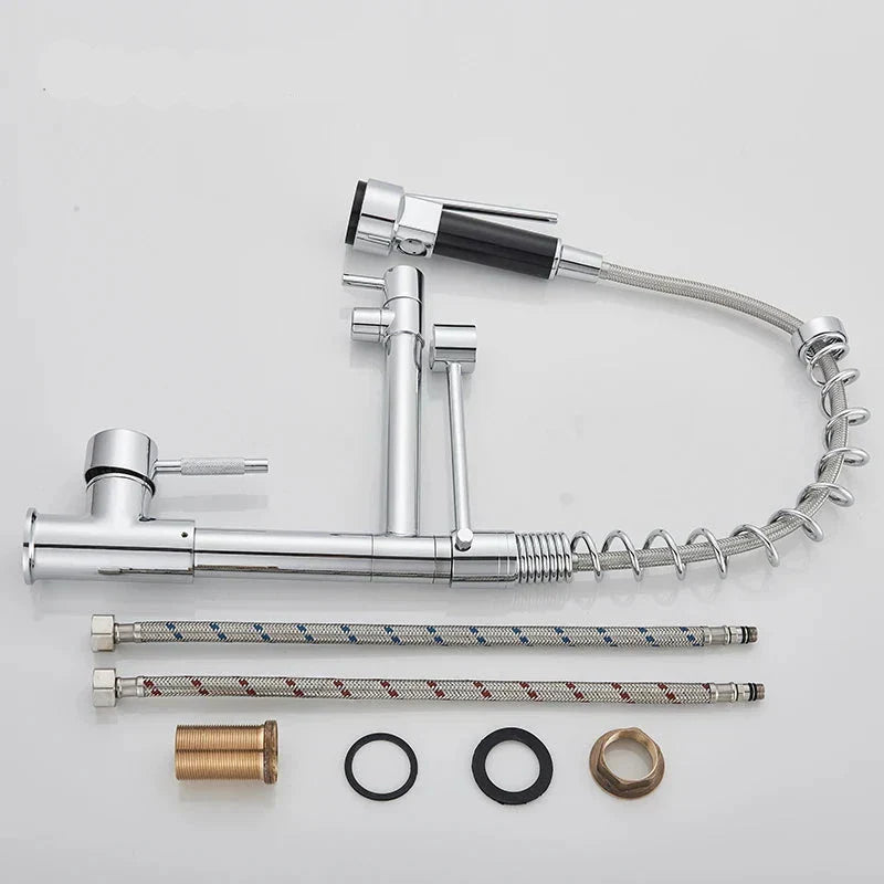 Samlekran med dobbelt tut – Fleksibel kran for vask, høytrykk, svingbar, ideell for moderne kjøkken, enkel installasjon | Luvikno