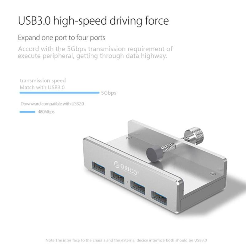 4 Port Klipp-Type USB 3.0 Aluminiums Hub | Luvikno