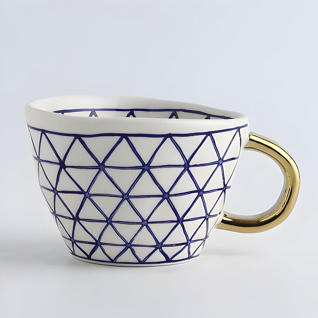 Keramikkopp med geometrisk design – Stilig og moderne | Ideell for kaffe eller te | Luvikno