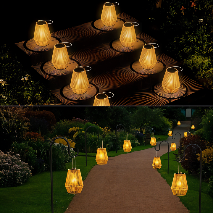 Luvikno | Luminara Naturlig Lys Solbambuslampe | Håndvevd & Værbestandig | 12 timer. Lysvarighet | Naturlig Design